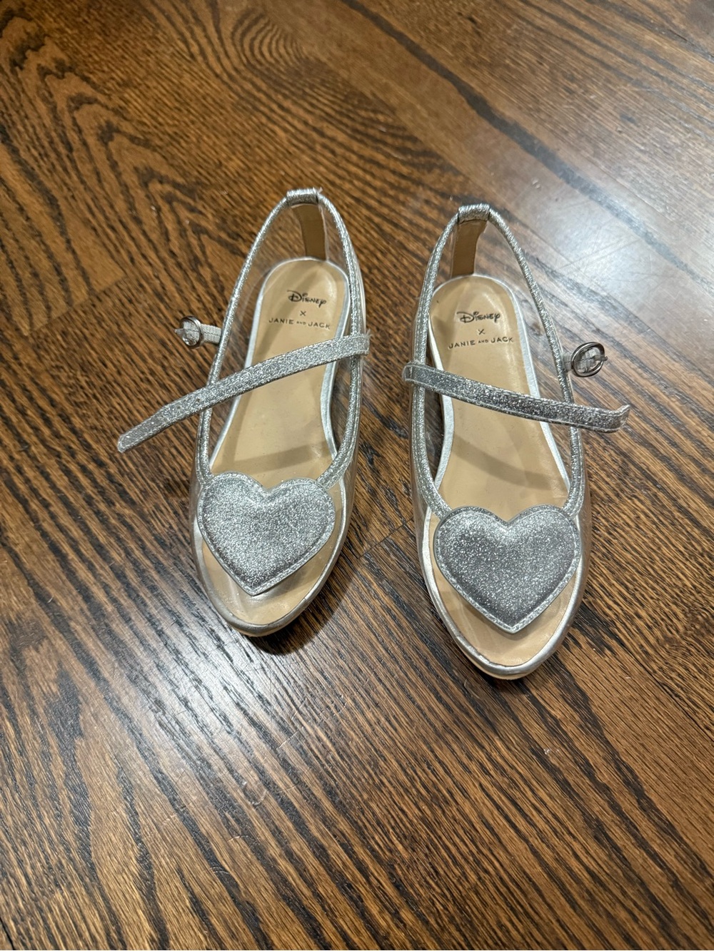 Janie and Jack Silver Glitter Heart Mary Jane Flats